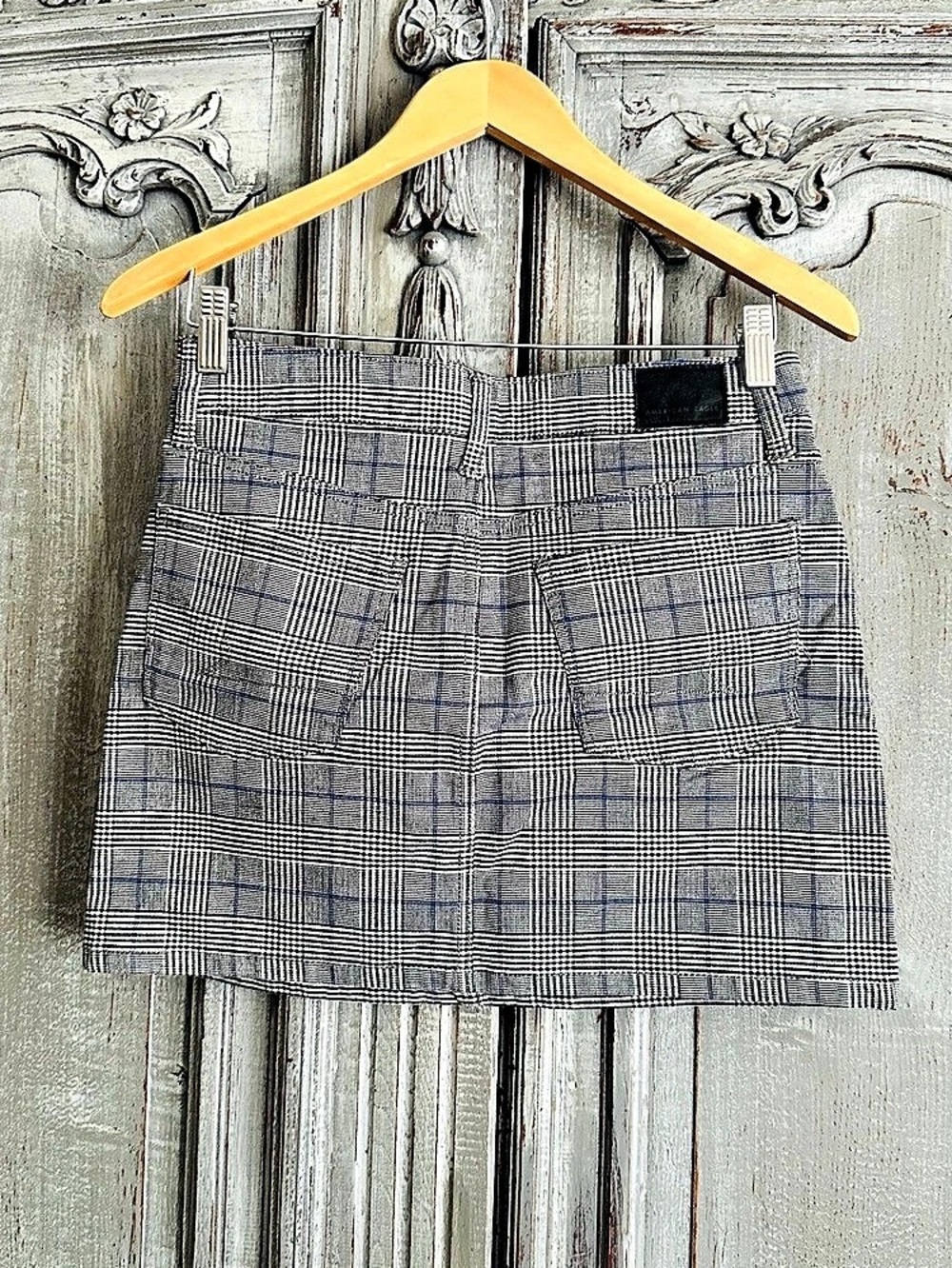 American Eagle Plaid mini Skirt in Gray & Blue